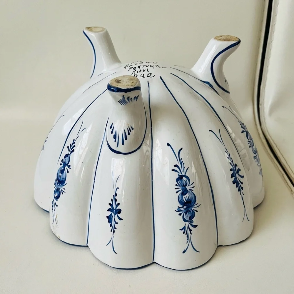 Hand Painted Footed Blue/white Ceramic Bowl Portuguese